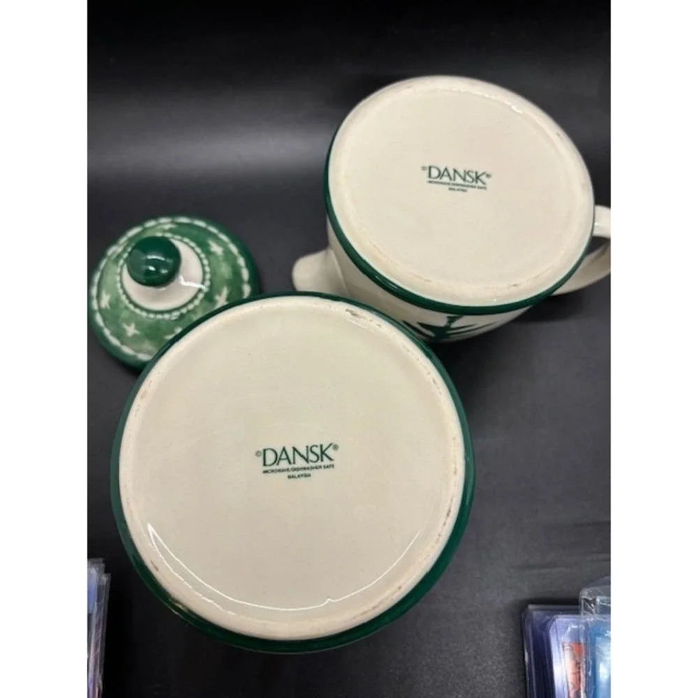 Vintage Dansk Nordic Knits Christmas Cream & Sugar Bowl Set Ceramic‎